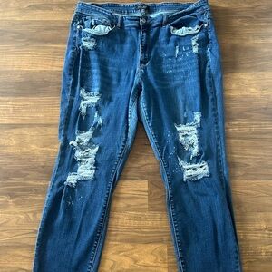 Judy Blue Distressed Blue Flare Jeans